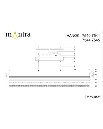 HANOK * LÁMPARA LINEAL LED 38W 4000K 50º BLANCA